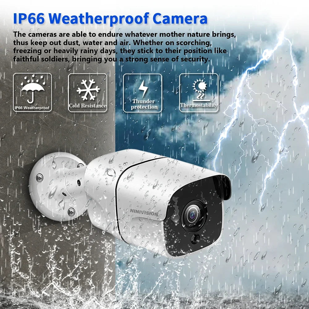H.265 Ultra HD 8MP POE IP Camera Waterproof Audio Video Surveillance Security CCTV Camera Bullet Security Protection CCTV Cam
