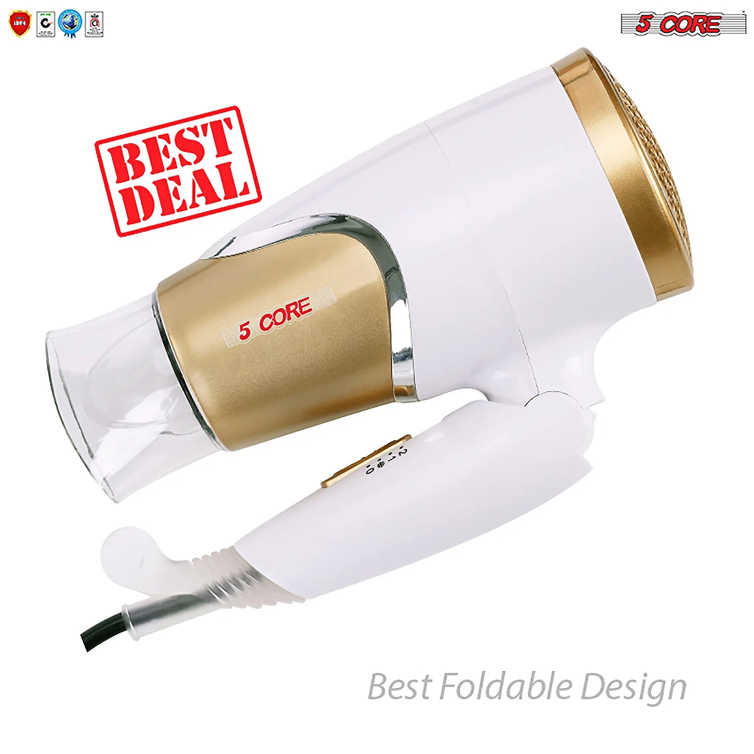 5Core Hair Dryer with Diffuser 1875W AC Motor Blow Dryers W Ceramic Technology Ionic Conditioning
