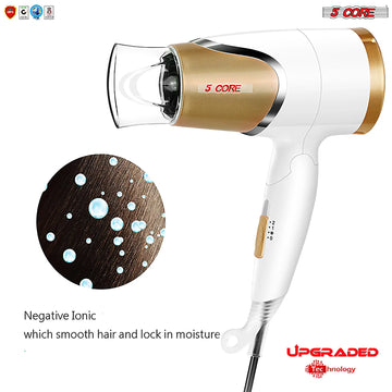 5Core Hair Dryer with Diffuser 1875W AC Motor Blow Dryers W Ceramic Technology Ionic Conditioning
