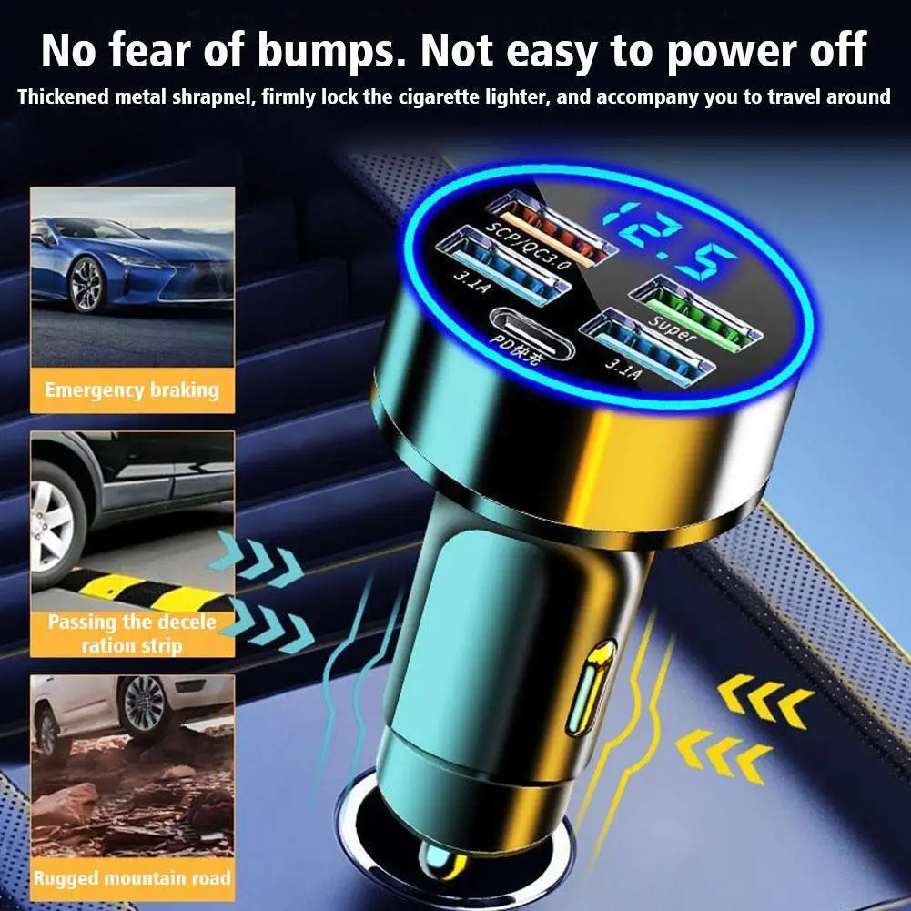 4 Port USB Car Charger Type C PD 250W Fast Charging Adapter for Huawei OPPO Oneplus Iphone 14 Pro Max 13 12 11 Mini XS