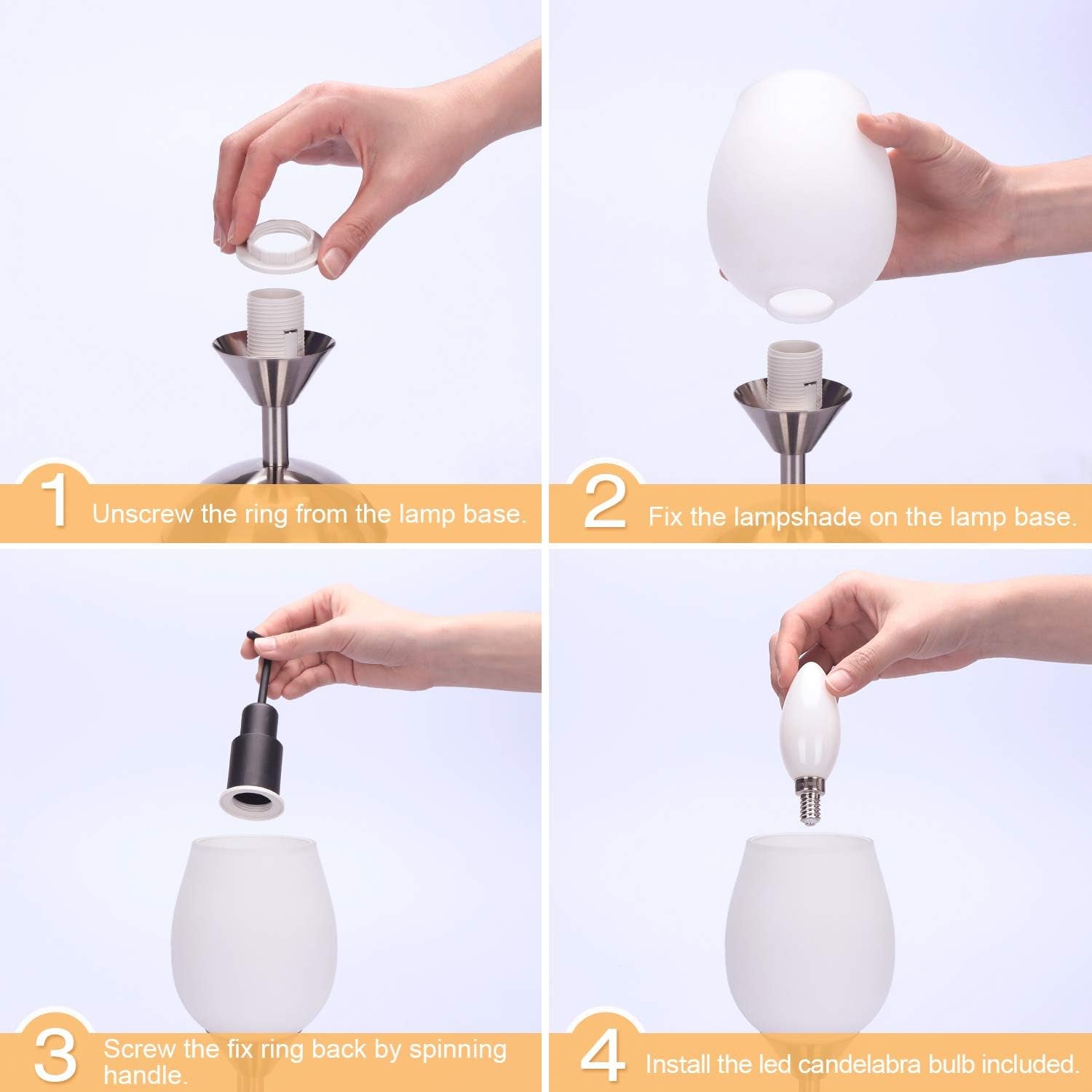 Dimmable Touch Control Table Lamp, Small Lamp with Opal Glass Lampshade Ambient Light Bedside Little Lamp Silver Base Modern Accent Lamp for Bedroom, Living Room, E12 Bulb Included