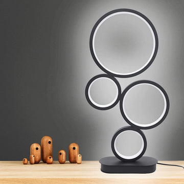 4 Circles Dimmable LED Table Lamp Modern round Lamp Unique Lamps Nightstand Lighting, Color Adjustable Lamps for Living Room