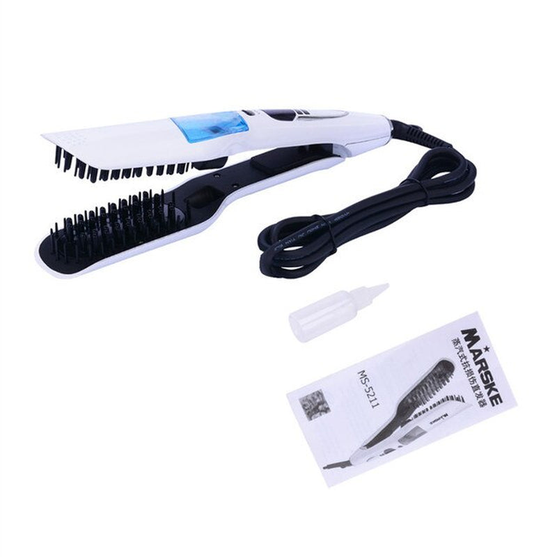 Steam Hair Straightener Brush Professional Ceramic Tourmaline Steam Spray Flat Iron Hair Straightening Comb with LCD Display