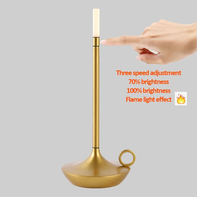Table Lamp for Bedroom Rechargeable Wireless Touch Lamp Camping Candle Creative Lamp Rechargeable USB-C Desk Lamp