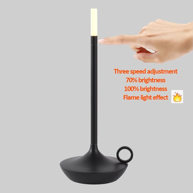 Table Lamp for Bedroom Rechargeable Wireless Touch Lamp Camping Candle Creative Lamp Rechargeable USB-C Desk Lamp