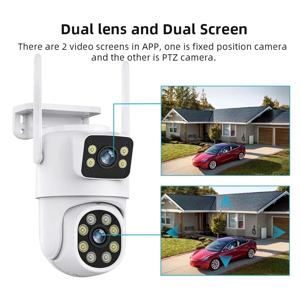 8MP PTZ Wifi Camera Dual Lens Auto Tracking Ai Human Detection CCTV Video Outdoor Surveillance Camera Security CCTV IP Cameras