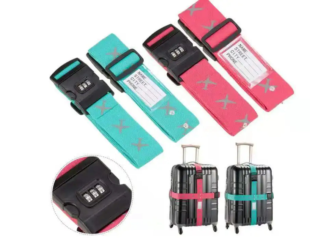Travel Luggage Strap Adjustable Password Lock Packing Belt Baggage Secure Lock Anti-Theft Luggage Strap Bundling Packing Belt
