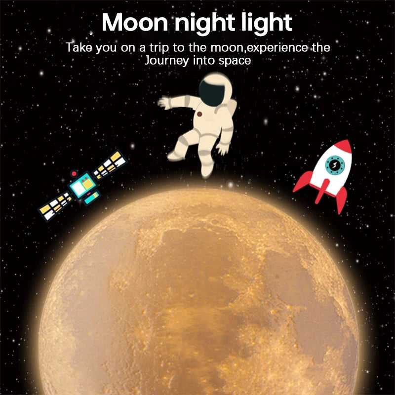 LED Night Light 3D Print Moon Lamp Battery Powered Moon Lamp Children Night Lamp Table Lamp Home Bedroom Decor Birthday Gifts