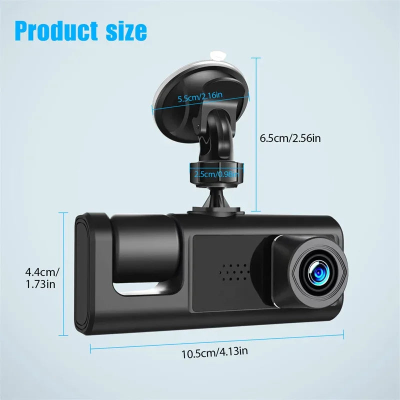 Three Camera Tachograph 1080P High-Definition Video Infrared Night Vision Three Lens Vehicle Recorder Parking Monitoring