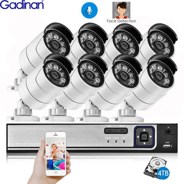 8CH 5MP POE Face Detection Security System 5MP Outdoor Weatherproof IR Night Vision IP POE Camera Surveillance CCTV Kit