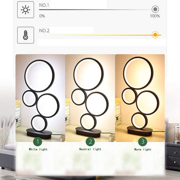 4 Circles Dimmable LED Table Lamp Modern round Lamp Unique Lamps Nightstand Lighting, Color Adjustable Lamps for Living Room
