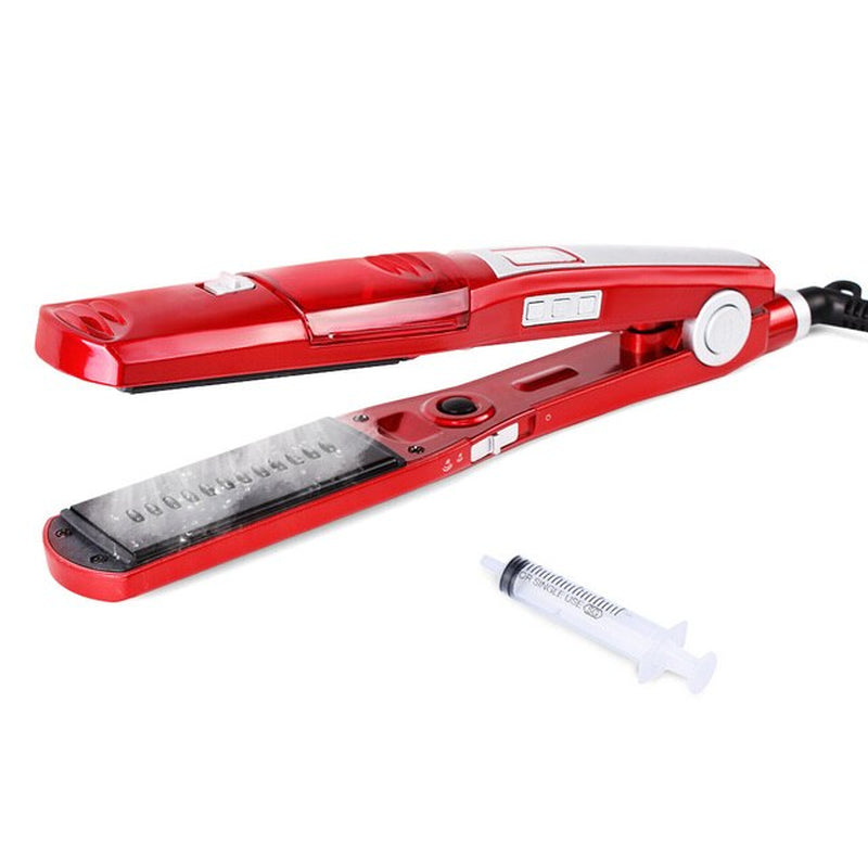 Steam Hair Straightener Brush Professional Ceramic Tourmaline Steam Spray Flat Iron Hair Straightening Comb with LCD Display