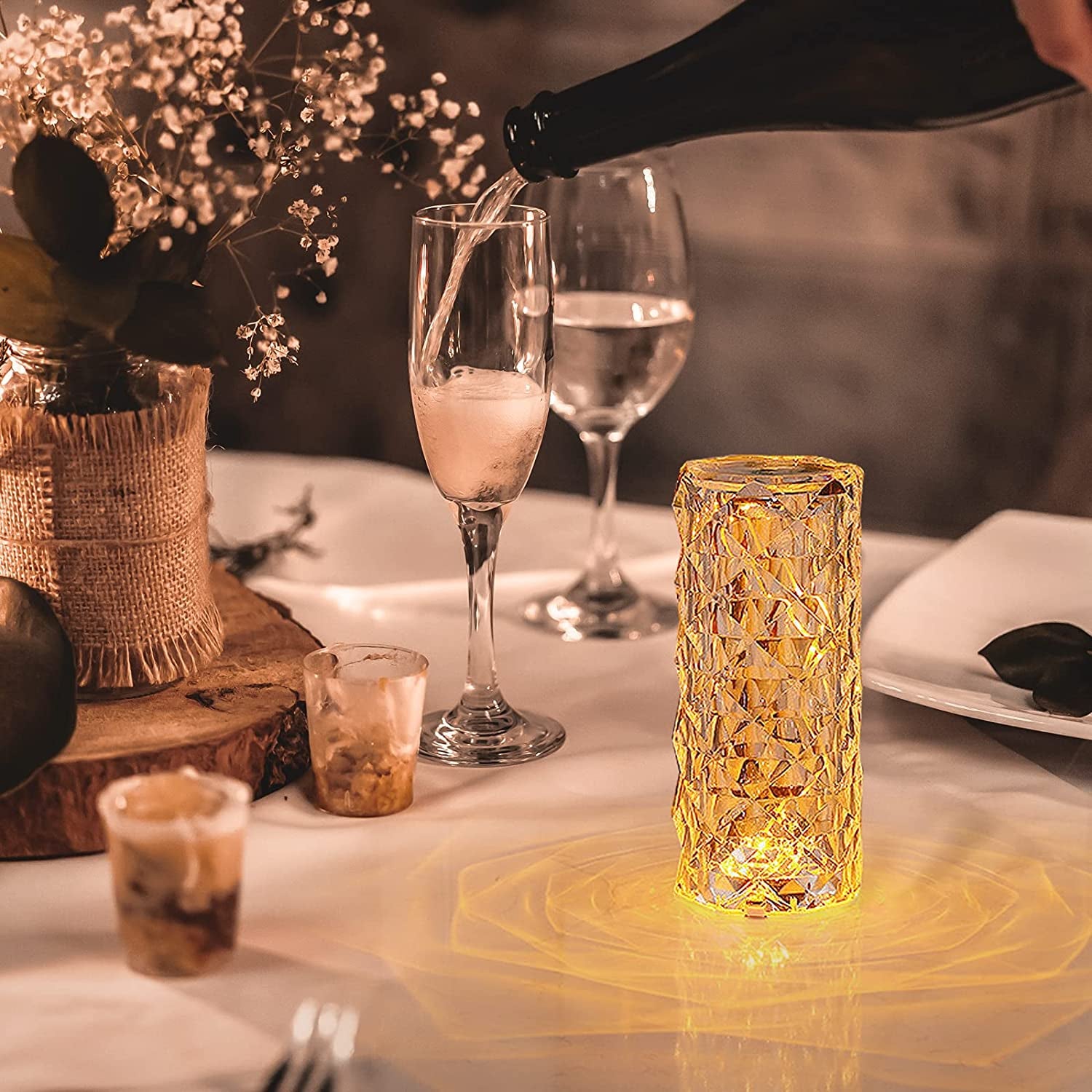 Crystal Lamp,Crystal Lights Touching Control Rose Crystal Lamp with USB Port,16 RGB Color Changing Romantic Rose Diamond Table Lamp LED Night Light for Bedroom Living Room, Kids Room, Office