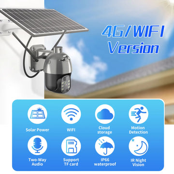 Gadinan 4G Wifi Solar IP Camera Outdoor Monitoring Waterproof CCTV Powered Colorful Night Vision Surveillance Security Camera