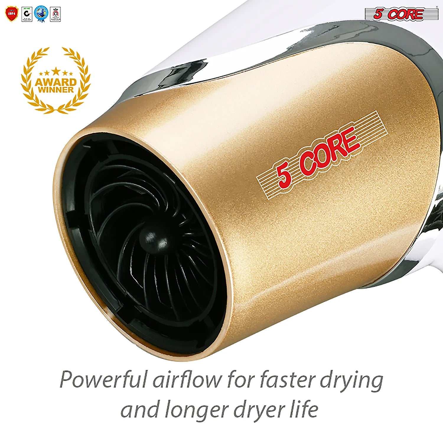 5Core Hair Dryer with Diffuser 1875W AC Motor Blow Dryers W Ceramic Technology Ionic Conditioning