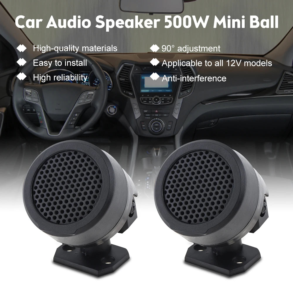 1 Pair 500W Car Power Built-In Crossovers Auto Loud Speakers Dome Tweeter New