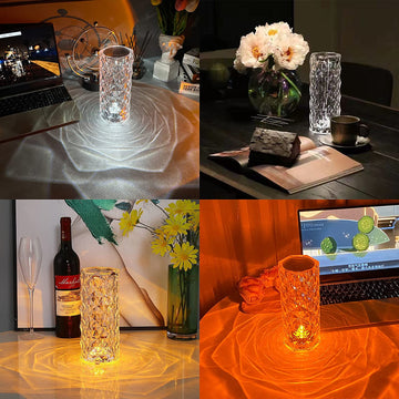 Crystal Lamp,Crystal Lights Touching Control Rose Crystal Lamp with USB Port,16 RGB Color Changing Romantic Rose Diamond Table Lamp LED Night Light for Bedroom Living Room, Kids Room, Office