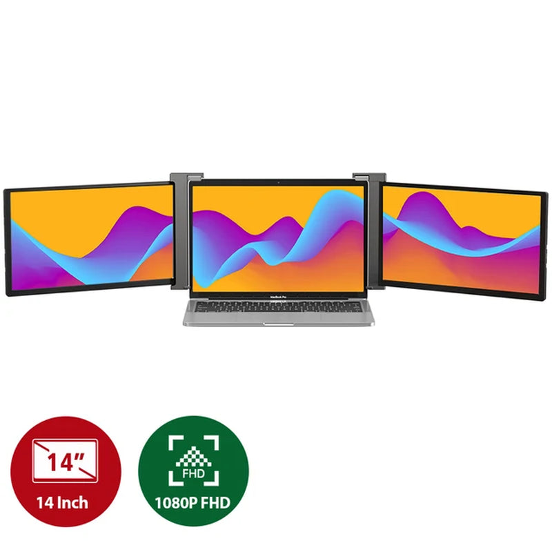 Portable Monitor for Laptop 14" Detachable Triple Monitor with Kickstand 1080P HDR IPS Dual Extender Screen for 13-16.5"