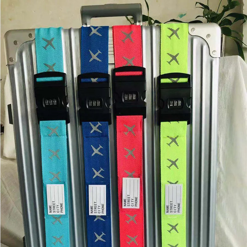 Travel Luggage Strap Adjustable Password Lock Packing Belt Baggage Secure Lock Anti-Theft Luggage Strap Bundling Packing Belt