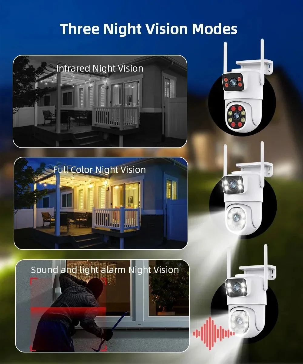 8MP PTZ Wifi Camera Dual Lens Auto Tracking Ai Human Detection CCTV Video Outdoor Surveillance Camera Security CCTV IP Cameras