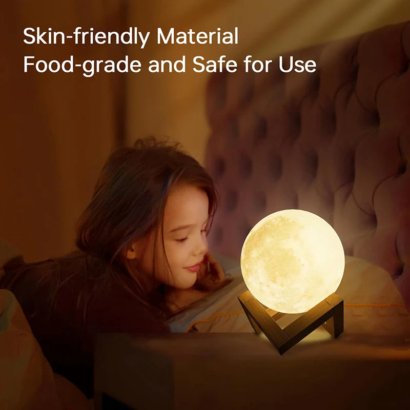 LED Night Light 3D Print Moon Lamp Battery Powered Moon Lamp Children Night Lamp Table Lamp Home Bedroom Decor Birthday Gifts