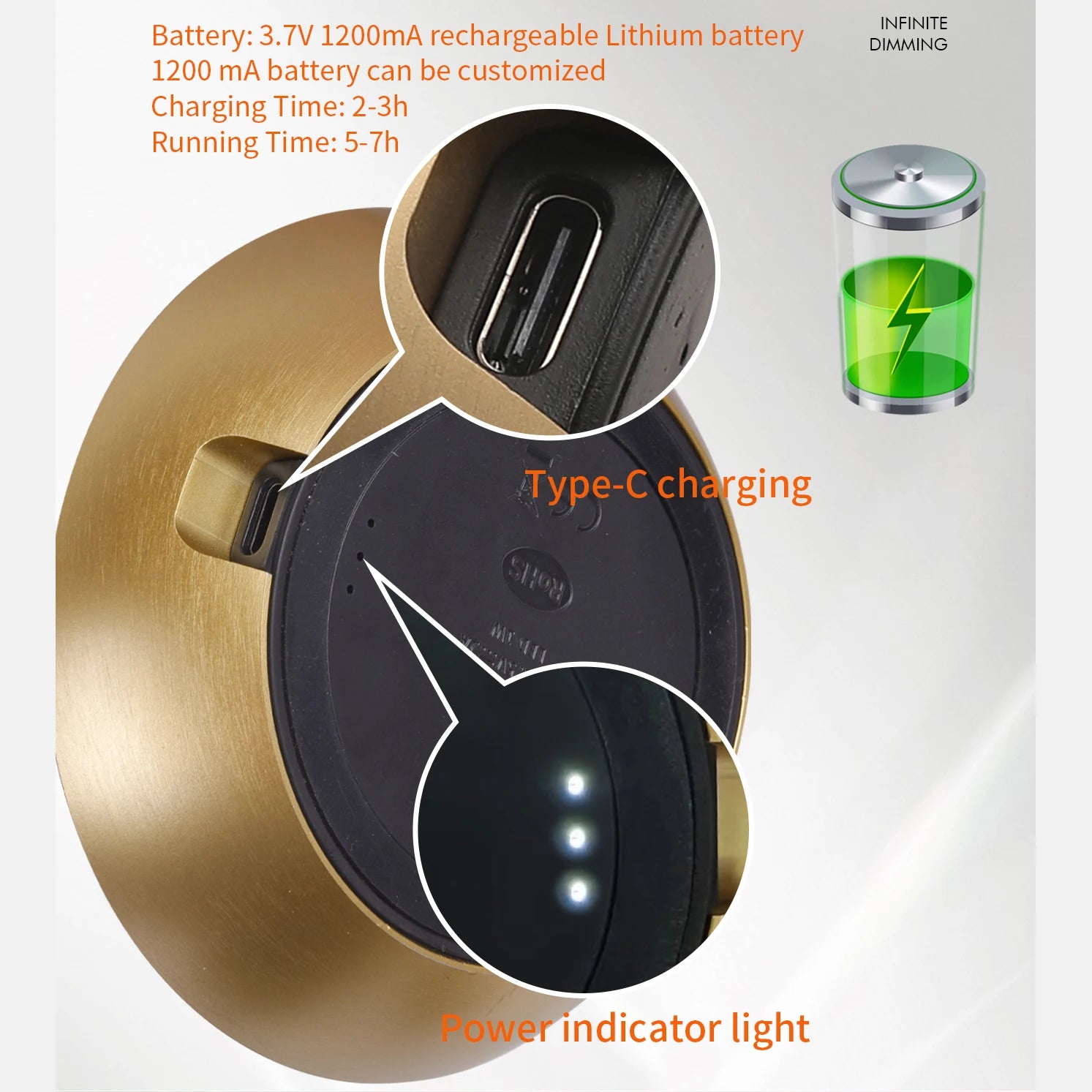 Table Lamp for Bedroom Rechargeable Wireless Touch Lamp Camping Candle Creative Lamp Rechargeable USB-C Desk Lamp
