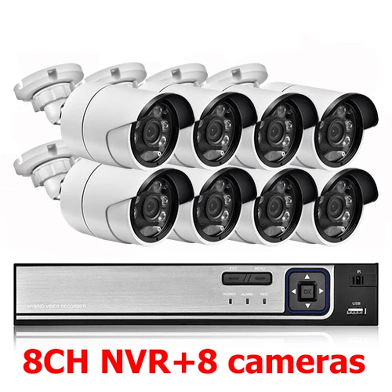 8CH 5MP POE Face Detection Security System 5MP Outdoor Weatherproof IR Night Vision IP POE Camera Surveillance CCTV Kit